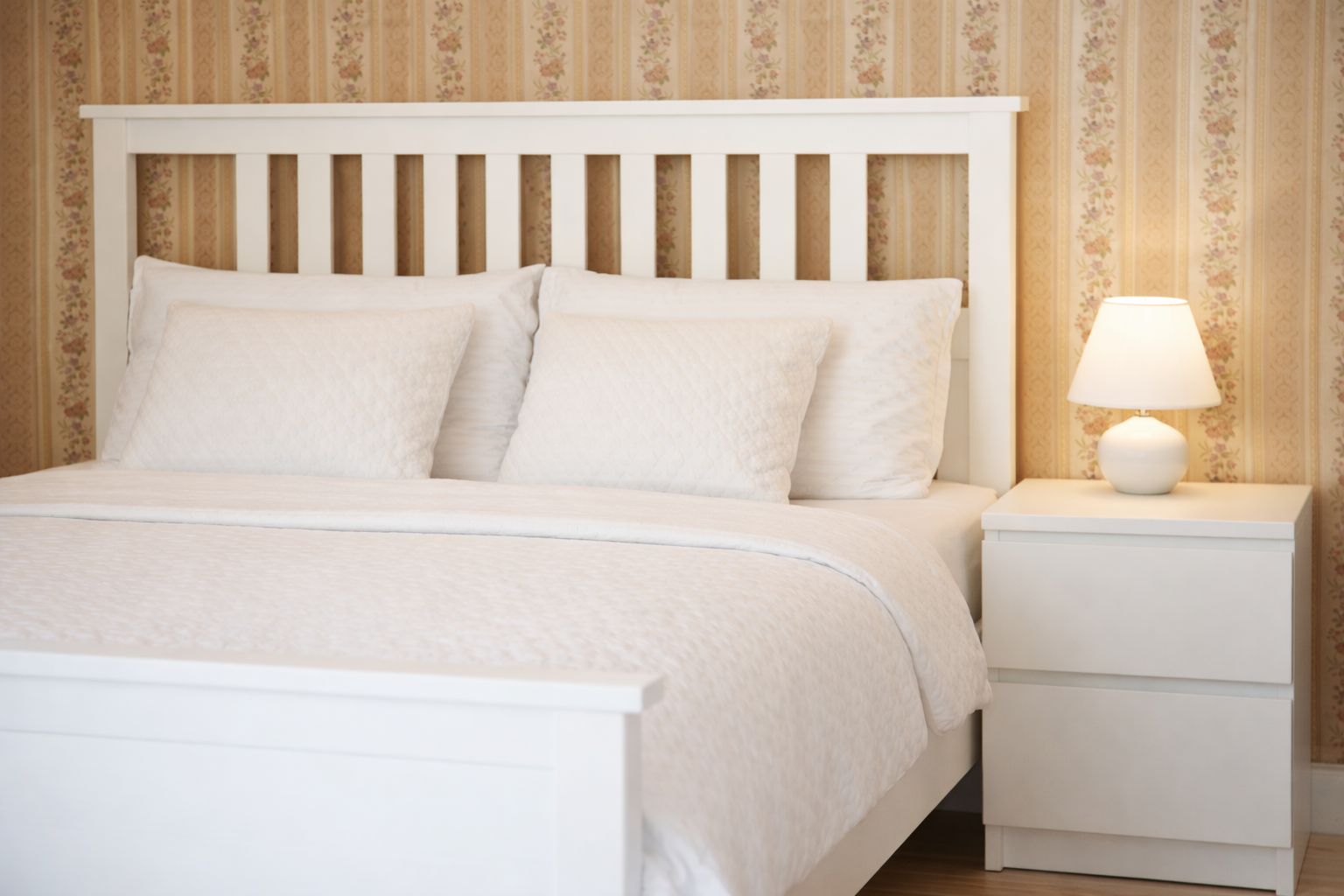 Bed close-up with soft evening light