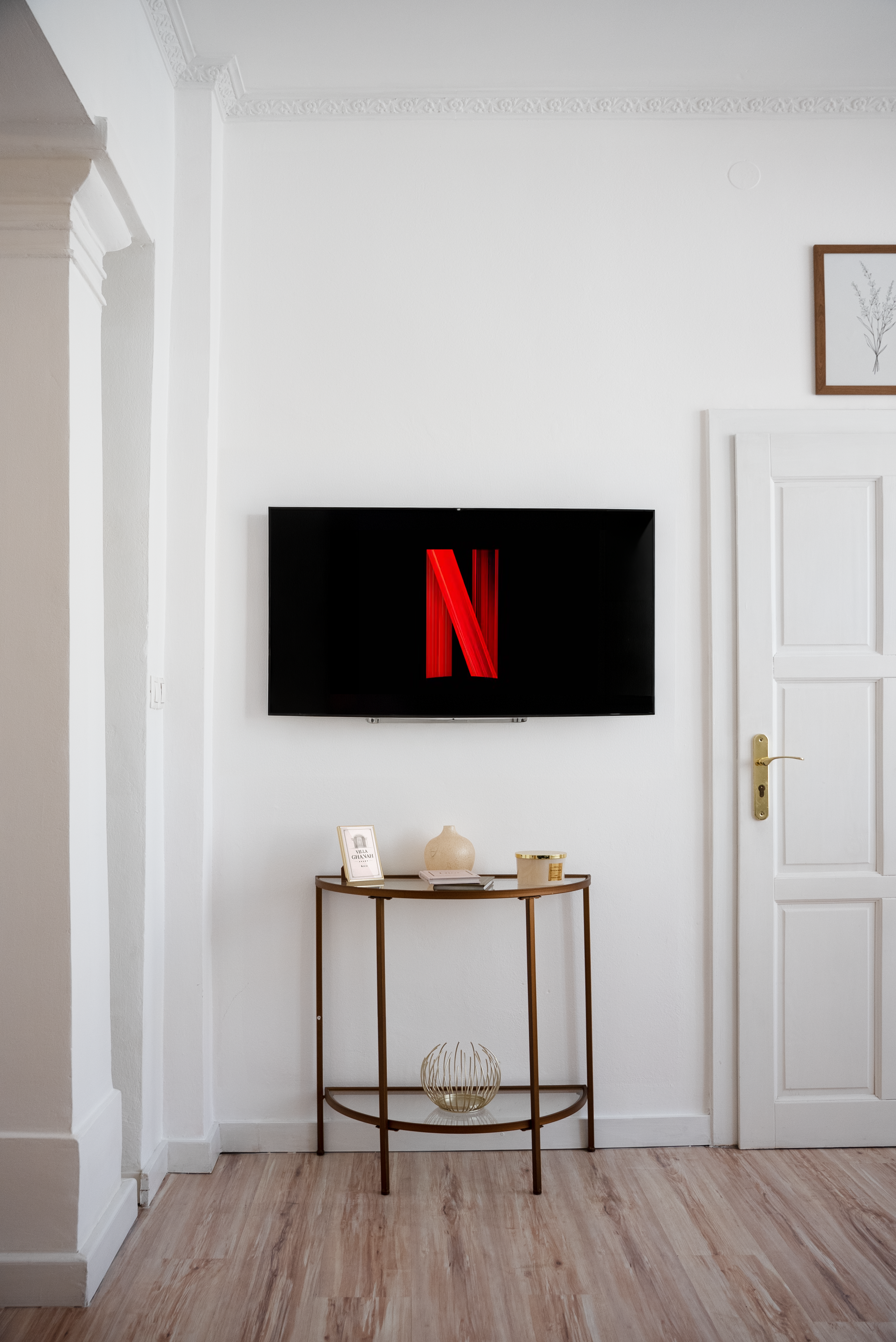 Television wall detail inside the apartment